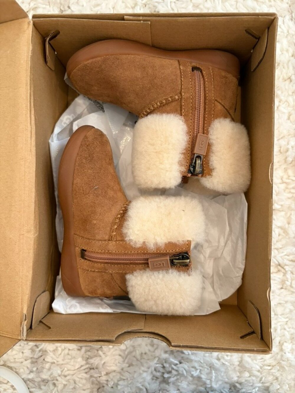 UGG Baby Girl's Ramona Faux-Shearling & Suede Boot in Chestnut (6T)